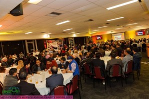 Guests seated at tables during the first Nepal earthquake relief fundraising dinner
